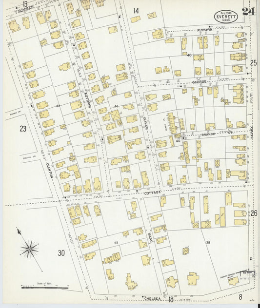 Sanborn Fire Insurance Map from Everett, Middlesex County, Massachusetts (1903), Sheet #0024 - Historic Sanborn Fire Insurance Map Print, vintage old map wall art, antique decor, genealogy gift, Massachusetts Massachusetts map