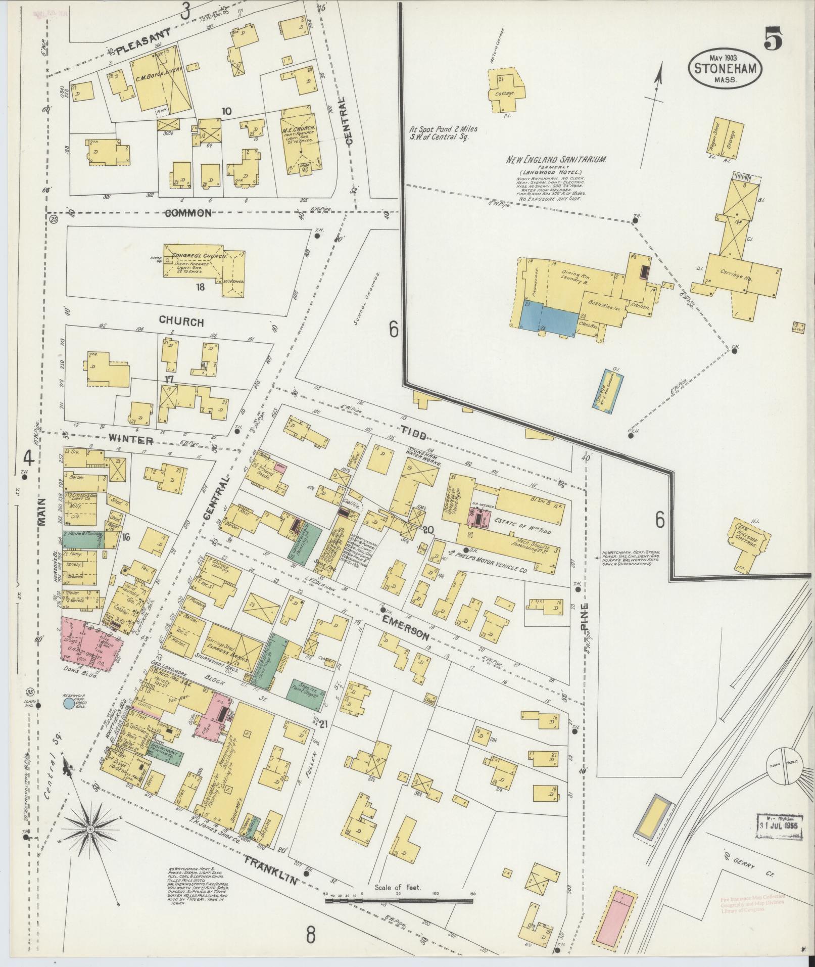 Sanborn Fire Insurance Map from Stoneham, Middlesex County, Massachusetts (1903), Sheet #0005 - Complete Map Set gallery image, historic Sanborn map, vintage wall art, Massachusetts Massachusetts