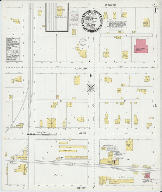 Sanborn Fire Insurance Map from Sheldon, Iroquois County, Illinois (1900), Sheet #0001 - Complete Map Set gallery image, historic Sanborn map, vintage wall art, Illinois Illinois