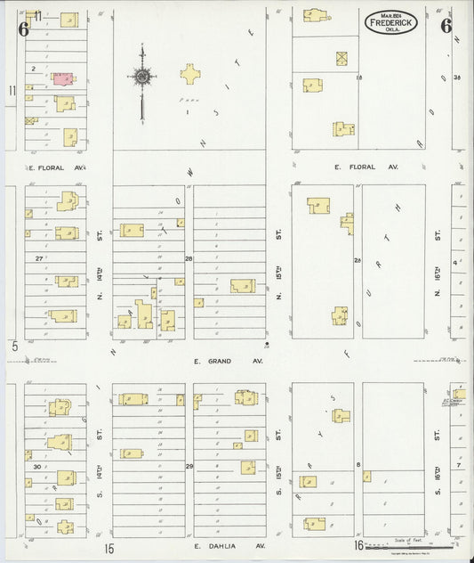 Sanborn Fire Insurance Map from Frederick, Tillman County, Oklahoma (1924), Sheet #0006 - Historic Sanborn Fire Insurance Map Print, vintage old map wall art, antique decor, genealogy gift, Oklahoma Oklahoma map
