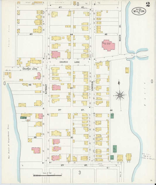 Sanborn Fire Insurance Map from Milton, Northumberland County, Pennsylvania (1901), Sheet #0002 - Historic Sanborn Fire Insurance Map Print, vintage old map wall art, antique decor, genealogy gift, Pennsylvania Pennsylvania map