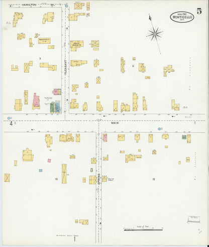 Sanborn Fire Insurance Map from Monticello, Sullivan County, New York (1904), Sheet #0005 - Historic Sanborn Fire Insurance Map Print, vintage old map wall art, antique decor, genealogy gift, New York New York map
