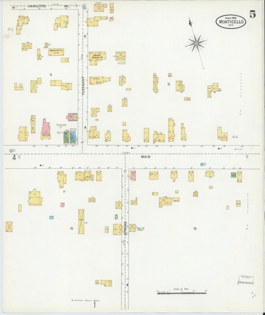 Sanborn Fire Insurance Map from Monticello, Sullivan County, New York (1904), Sheet #0005 - Historic Sanborn Fire Insurance Map Print, vintage old map wall art, antique decor, genealogy gift, New York New York map