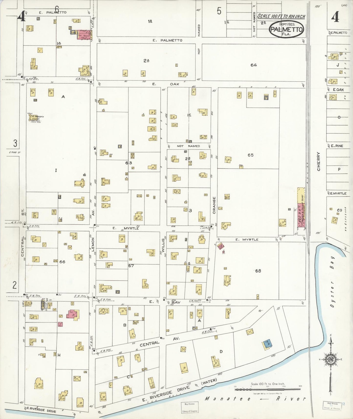 Sanborn Fire Insurance Map from Palmetto, Manatee County, Florida (1923), Sheet #0004 - Complete Map Set gallery image, historic Sanborn map, vintage wall art, Florida Florida