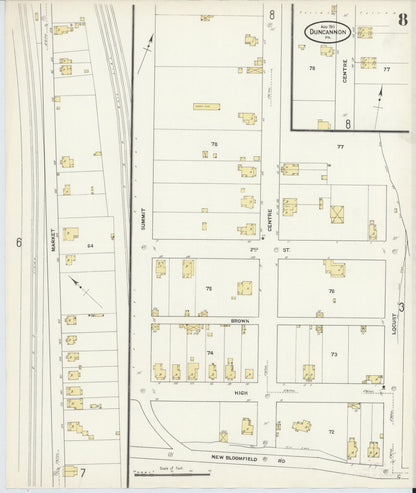 Sanborn Fire Insurance Map from Duncannon, Perry County, Pennsylvania (1911), Sheet #0008 - Complete Map Set gallery image, historic Sanborn map, vintage wall art, Pennsylvania Pennsylvania