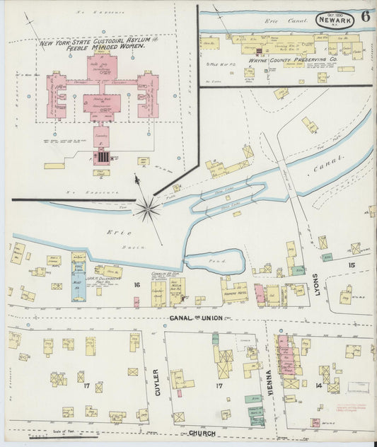 Sanborn Fire Insurance Map from Newark, Wayne County, New York (1890), Sheet #0006 - Historic Sanborn Fire Insurance Map Print, vintage old map wall art, antique decor, genealogy gift, New York New York map