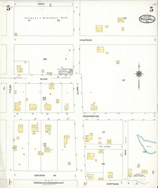 Sanborn Fire Insurance Map from Rockwall, Rockwall County, Texas (1923), Sheet #0005 - Historic Sanborn Fire Insurance Map Print, vintage old map wall art, antique decor, genealogy gift, Texas Texas map