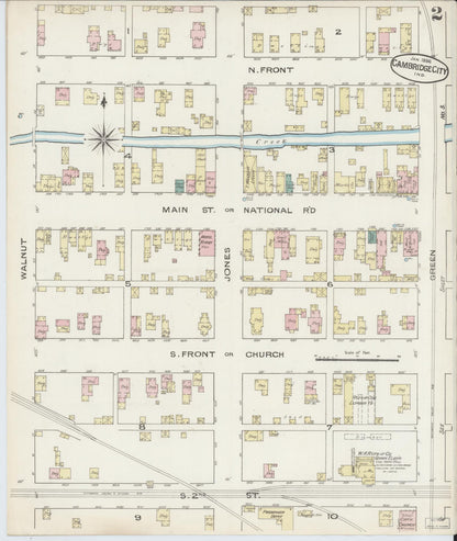 Sanborn Fire Insurance Map from Cambridge City, Wayne County, Indiana (1886), Sheet #0002 - Complete Map Set gallery image, historic Sanborn map, vintage wall art, Indiana Indiana