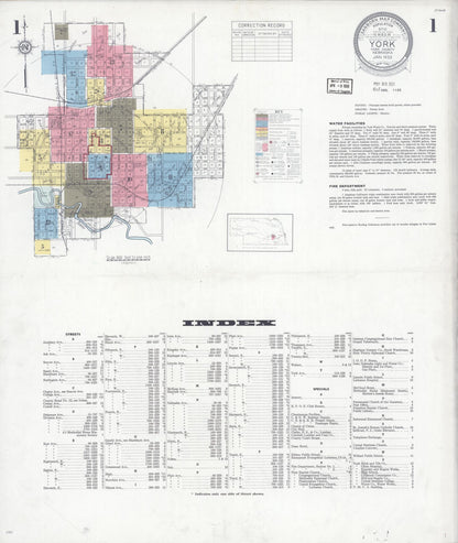 Sanborn Fire Insurance Map from York, York County, Nebraska (1933), Sheet #0001 - Complete Map Set gallery image, historic Sanborn map, vintage wall art, Nebraska Nebraska