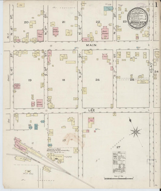 Sanborn Fire Insurance Map from Warrenton, Fauquier County, Virginia (1886), Sheet #0001 - Complete Map Set gallery image, historic Sanborn map, vintage wall art, Virginia Virginia