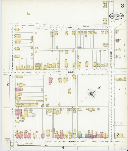 Sanborn Fire Insurance Map from Shippensburg, Cumberland And Franklin Counties, Pennsylvania (1904), Sheet #0003 - Historic Sanborn Fire Insurance Map Print, vintage old map wall art, antique decor, genealogy gift, Counties Pennsylvania map