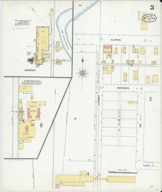 Sanborn Fire Insurance Map from Wilcox, Elk County, Pennsylvania (1905), Sheet #0003 - Historic Sanborn Fire Insurance Map Print, vintage old map wall art, antique decor, genealogy gift, Pennsylvania Pennsylvania map