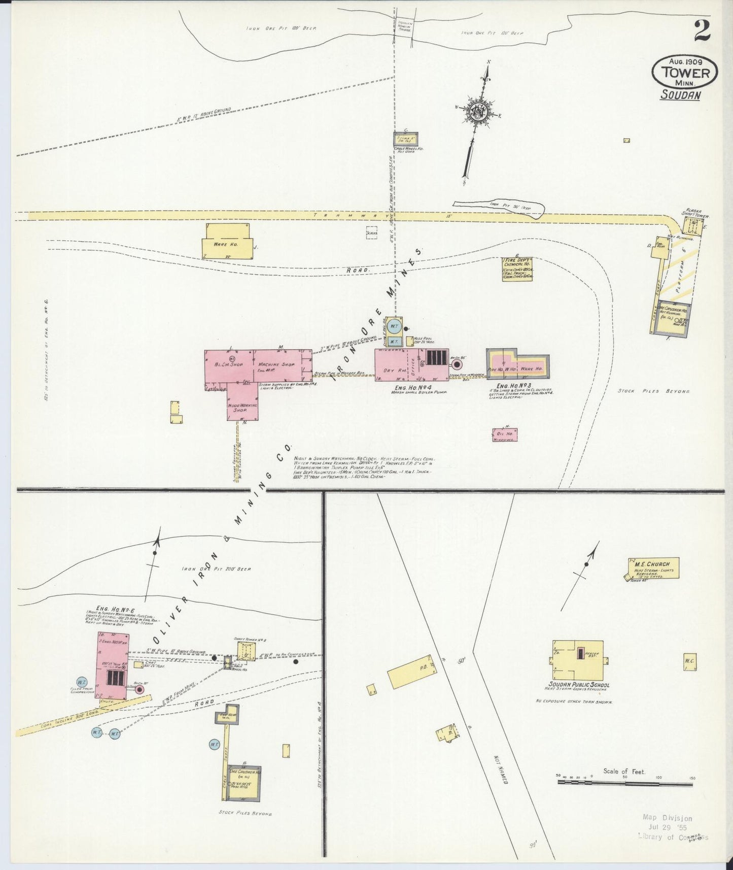 Sanborn Fire Insurance Map from Tower, Saint Louis County, Minnesota (1909), Sheet #0002 - Complete Map Set gallery image, historic Sanborn map, vintage wall art, Minnesota Minnesota