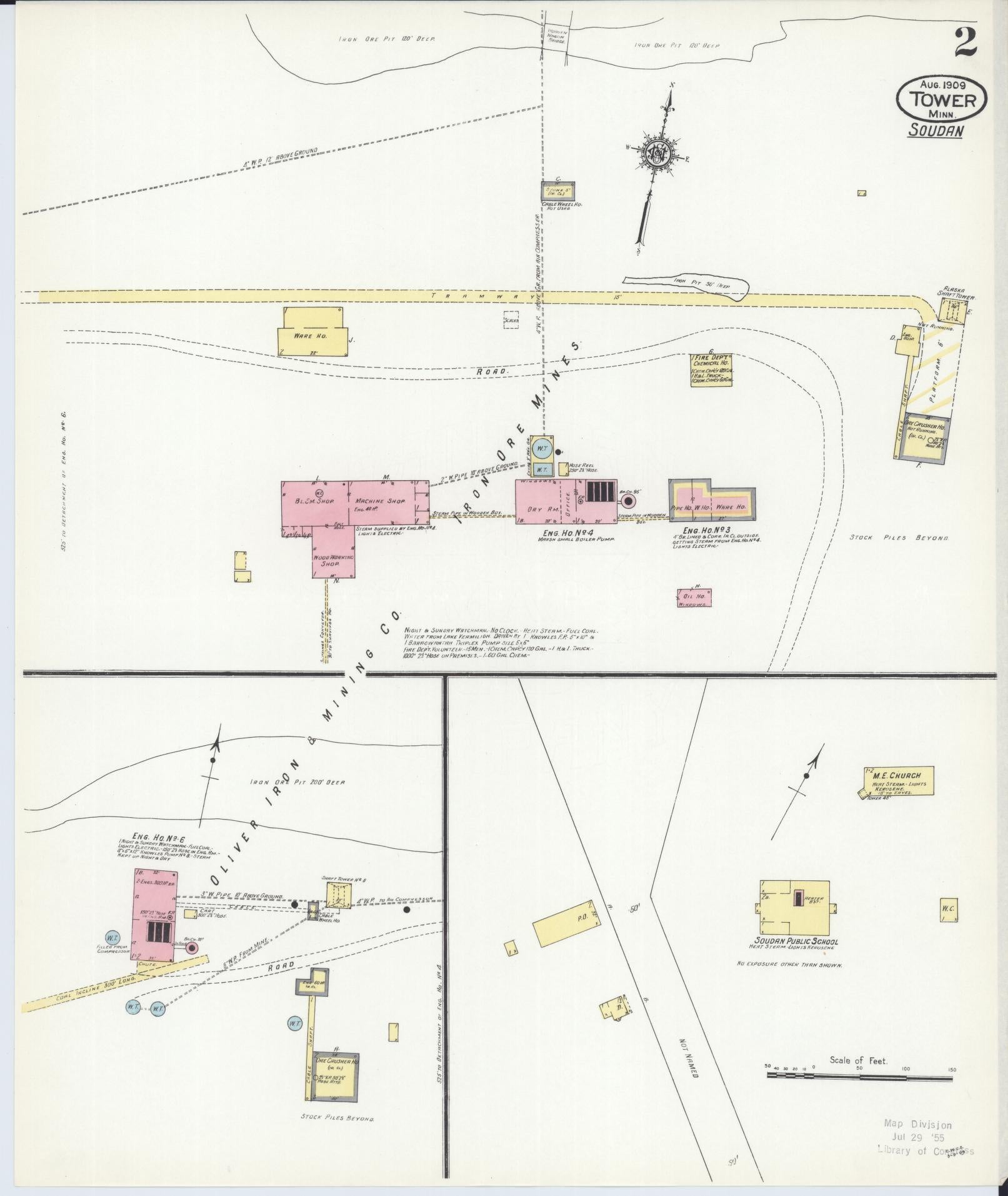 Sanborn Fire Insurance Map from Tower, Saint Louis County, Minnesota (1909), Sheet #0002 - Complete Map Set gallery image, historic Sanborn map, vintage wall art, Minnesota Minnesota