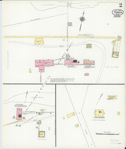 Sanborn Fire Insurance Map from Tower, Saint Louis County, Minnesota (1909), Sheet #0002 - Complete Map Set gallery image, historic Sanborn map, vintage wall art, Minnesota Minnesota