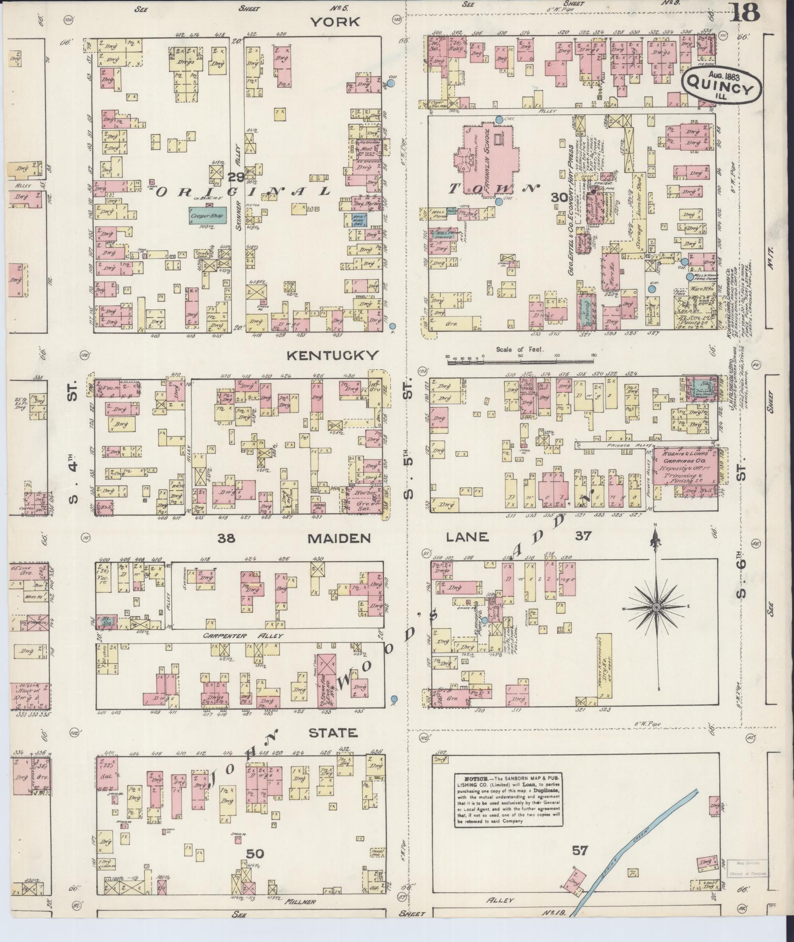 Sanborn Fire Insurance Map from Quincy, Adams County, Illinois (1883), Sheet #0018 - Complete Map Set gallery image, historic Sanborn map, vintage wall art, Illinois Illinois