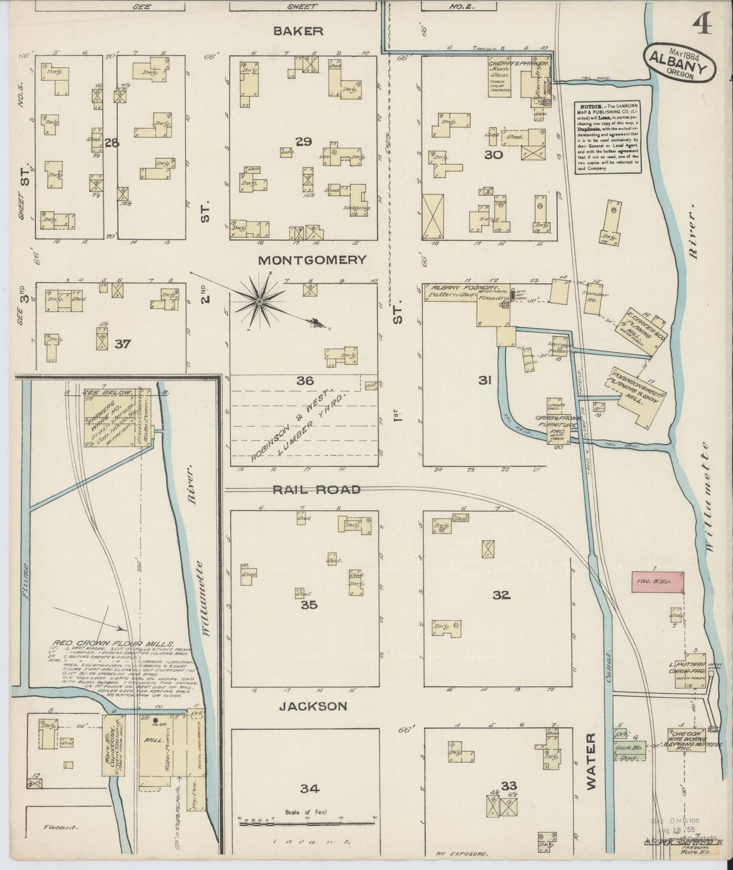 Sanborn Fire Insurance Map from Albany, Linn County, Oregon (1884), Sheet #0004 - Complete Map Set gallery image, historic Sanborn map, vintage wall art, Oregon Oregon