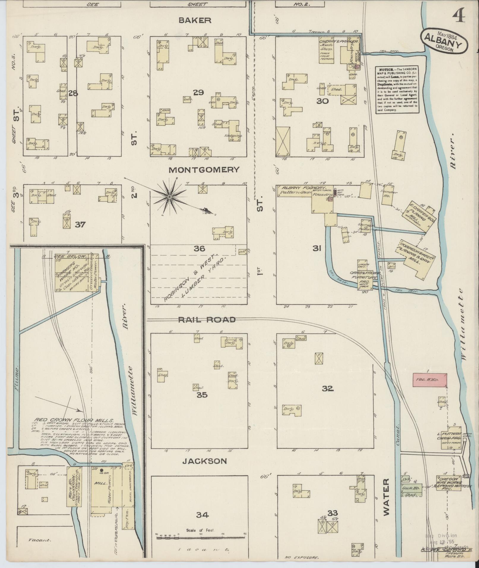 Sanborn Fire Insurance Map from Albany, Linn County, Oregon (1884), Sheet #0004 - Complete Map Set gallery image, historic Sanborn map, vintage wall art, Oregon Oregon