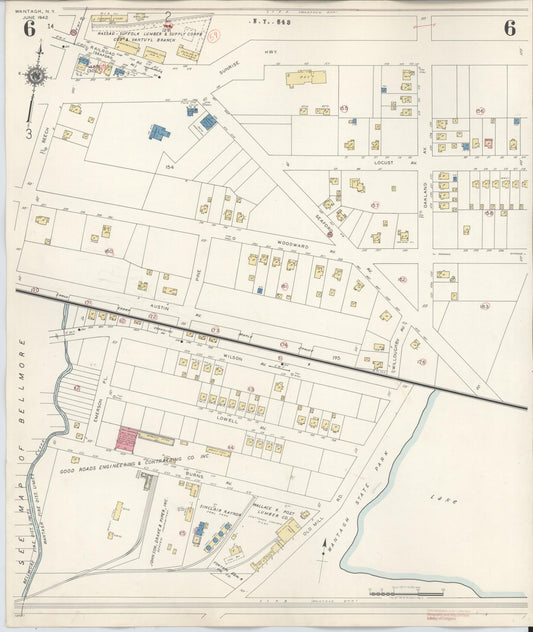 Sanborn Fire Insurance Map from Wantagh, Nassau County, New York (1942), Sheet #0006 - Historic Sanborn Fire Insurance Map Print, vintage old map wall art, antique decor, genealogy gift, New York New York map