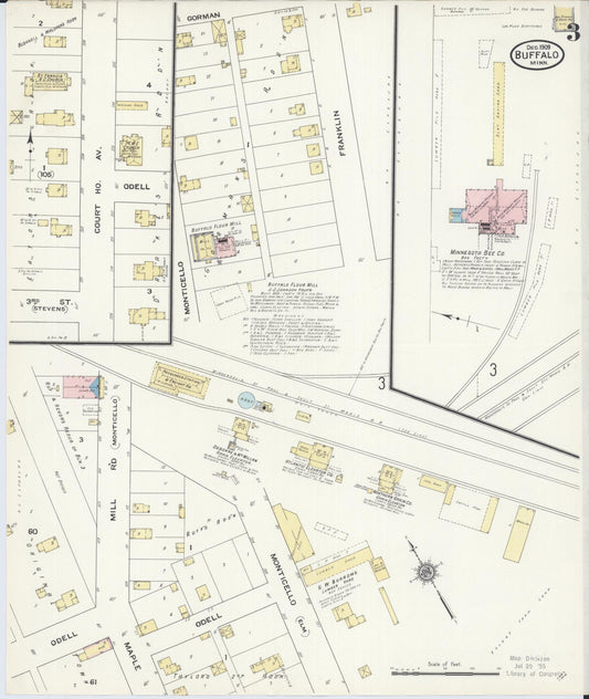 Sanborn Fire Insurance Map from Buffalo, Wright County, Minnesota (1909), Sheet #0003 - Historic Sanborn Fire Insurance Map Print, vintage old map wall art, antique decor, genealogy gift, Minnesota Minnesota map