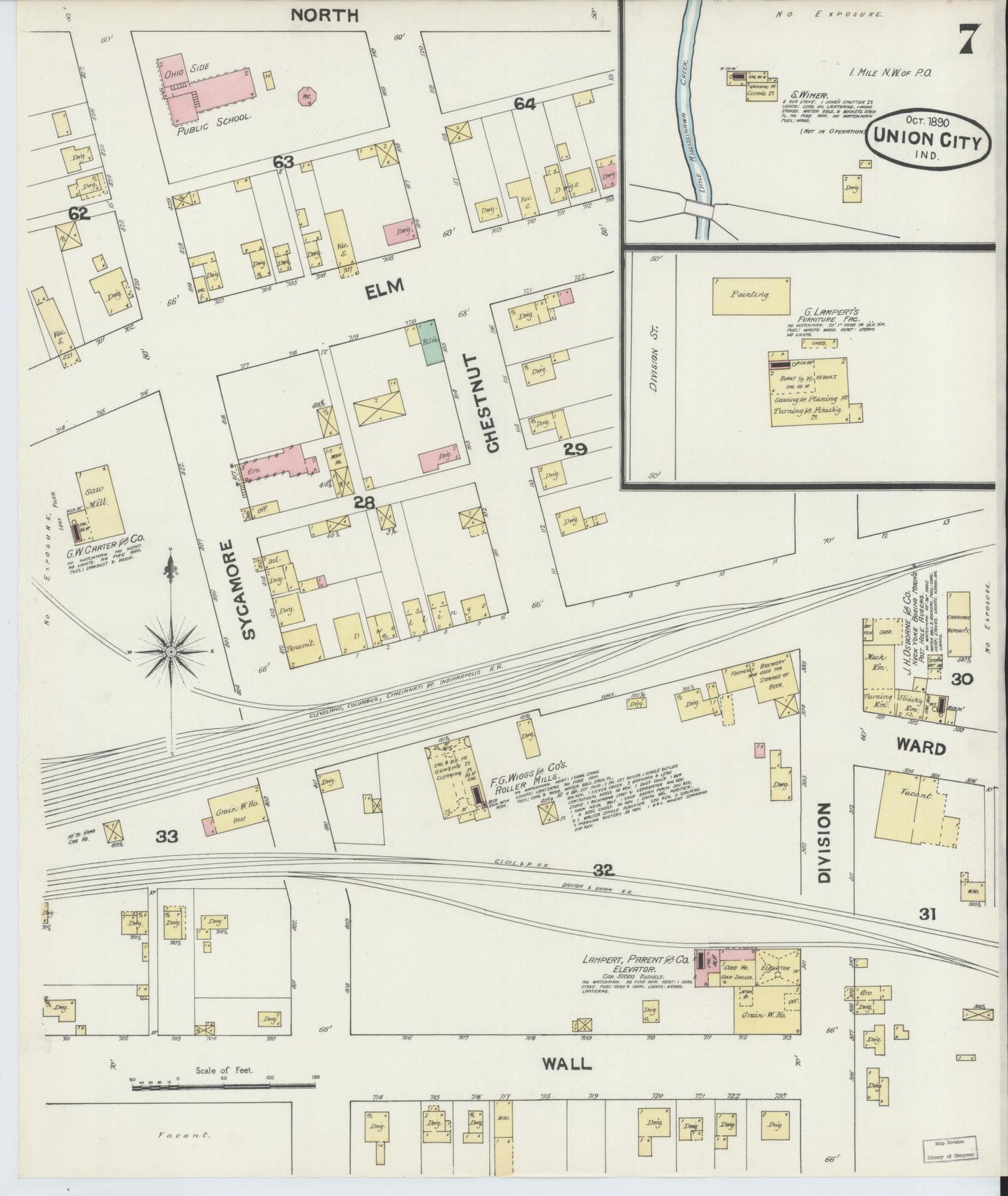 Sanborn Fire Insurance Map from Union City, Randolph County, Indiana (1890), Sheet #0007 - Complete Map Set gallery image, historic Sanborn map, vintage wall art, Indiana Indiana
