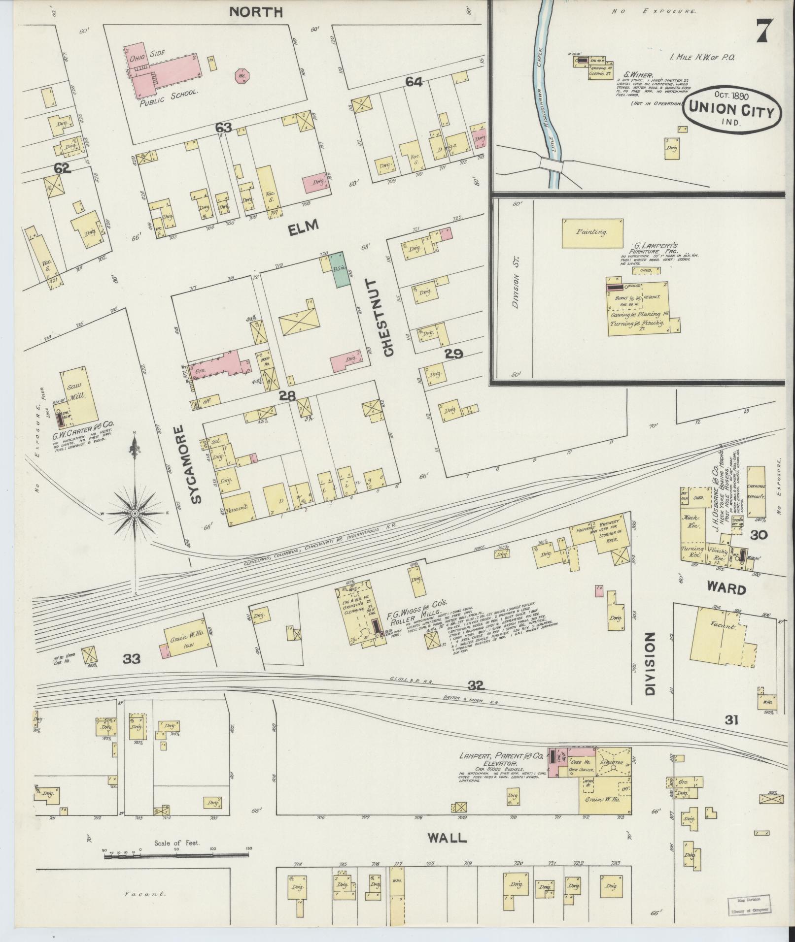 Sanborn Fire Insurance Map from Union City, Randolph County, Indiana (1890), Sheet #0007 - Complete Map Set gallery image, historic Sanborn map, vintage wall art, Indiana Indiana