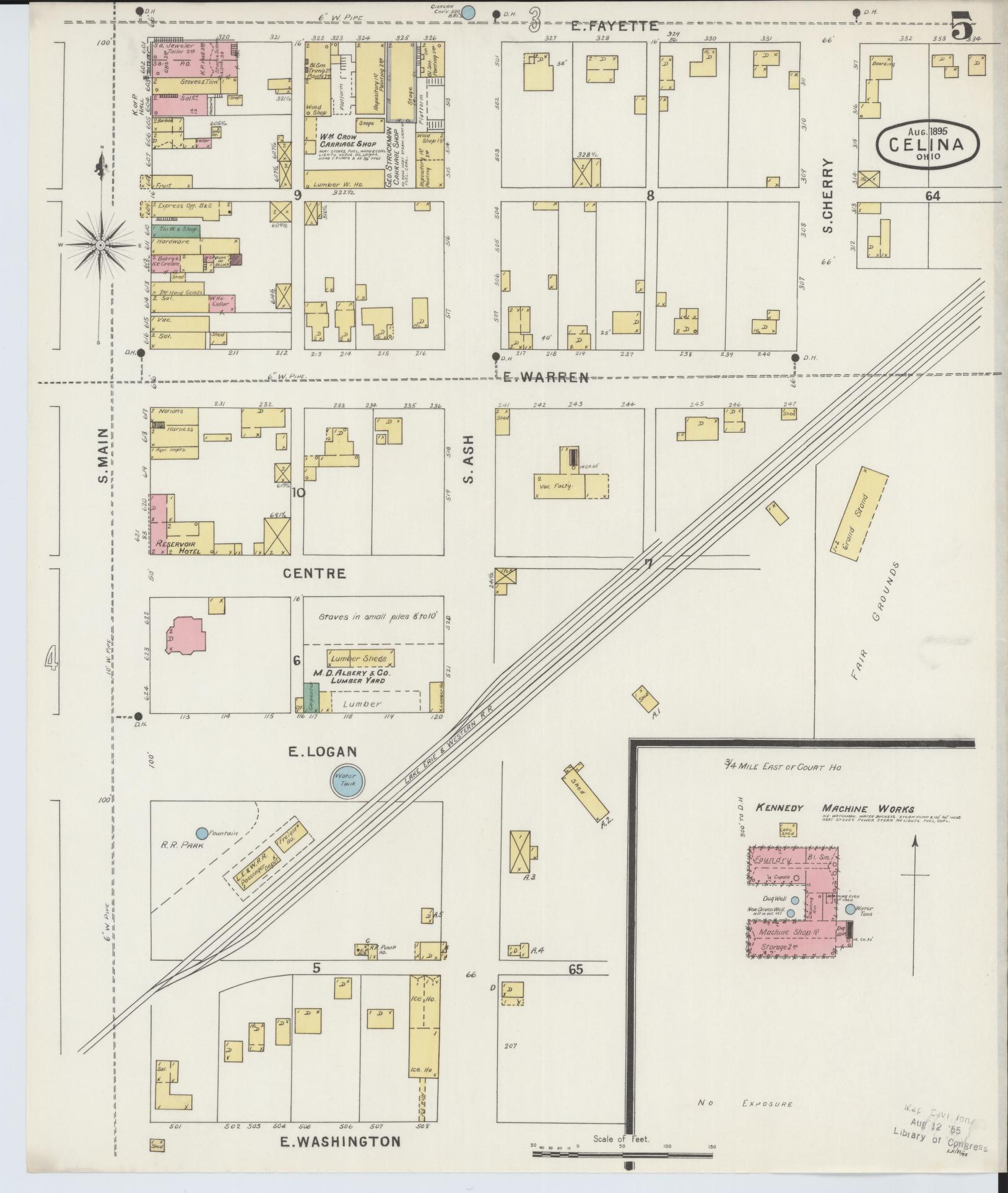 Sanborn Fire Insurance Map from Celina, Mercer County, Ohio (1895), Sheet #0005 - Complete Map Set gallery image, historic Sanborn map, vintage wall art, Ohio Ohio