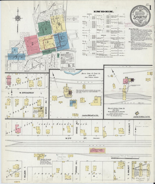Sanborn Fire Insurance Map from Sparta, Randolph County, Illinois (1910), Sheet #0001 - Historic Sanborn Fire Insurance Map Print, vintage old map wall art, antique decor, genealogy gift, Illinois Illinois map