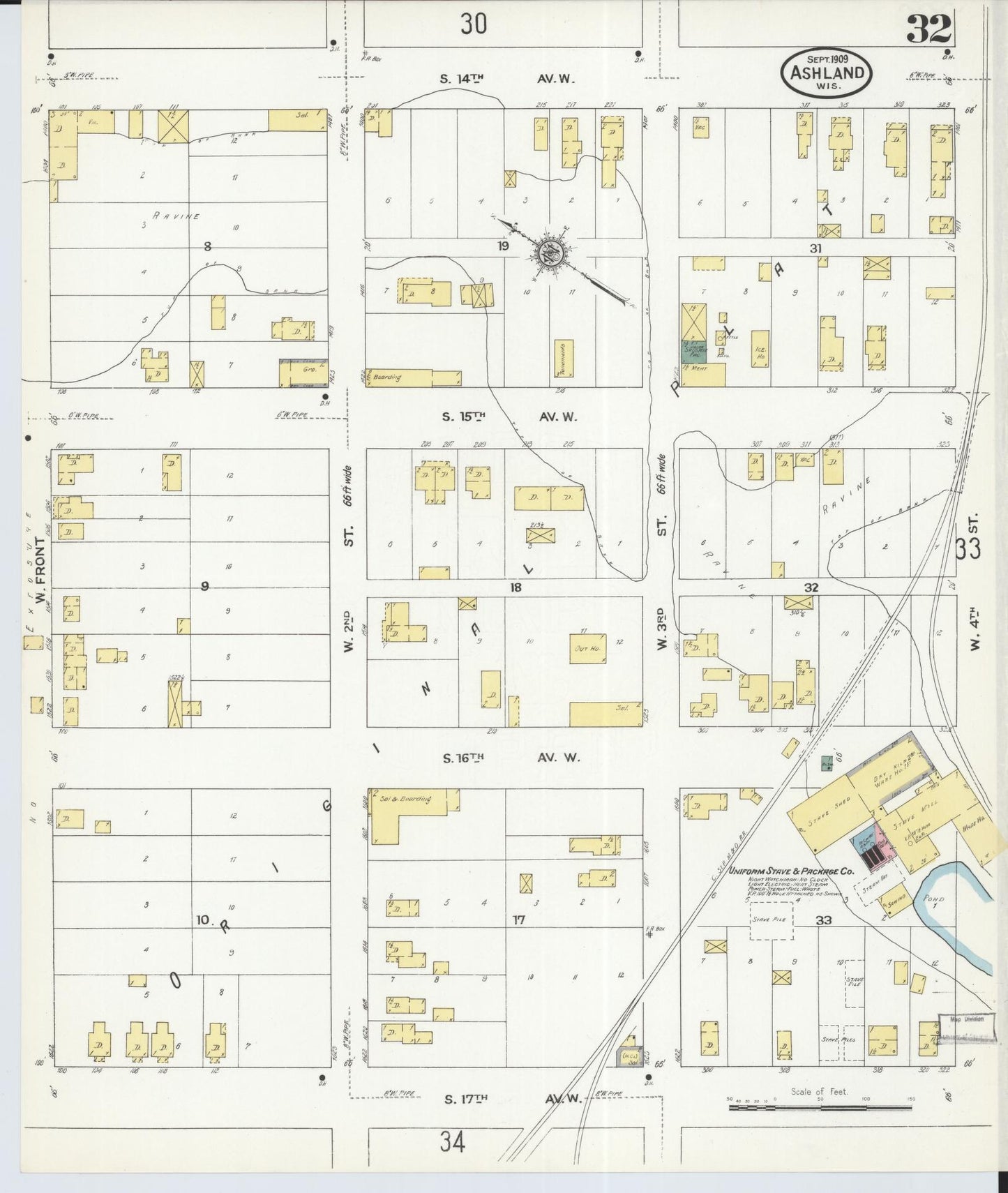 Sanborn Fire Insurance Map from Ashland, Ashland County, Wisconsin (1909), Sheet #0032 - Historic Sanborn Fire Insurance Map Print, vintage old map wall art, antique decor, genealogy gift, Wisconsin Wisconsin map