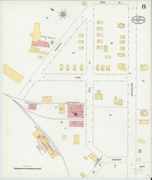 Sanborn Fire Insurance Map from Saint Marys, Elk County, Pennsylvania (1904), Sheet #0008 - Historic Sanborn Fire Insurance Map Print, vintage old map wall art, antique decor, genealogy gift, Pennsylvania Pennsylvania map