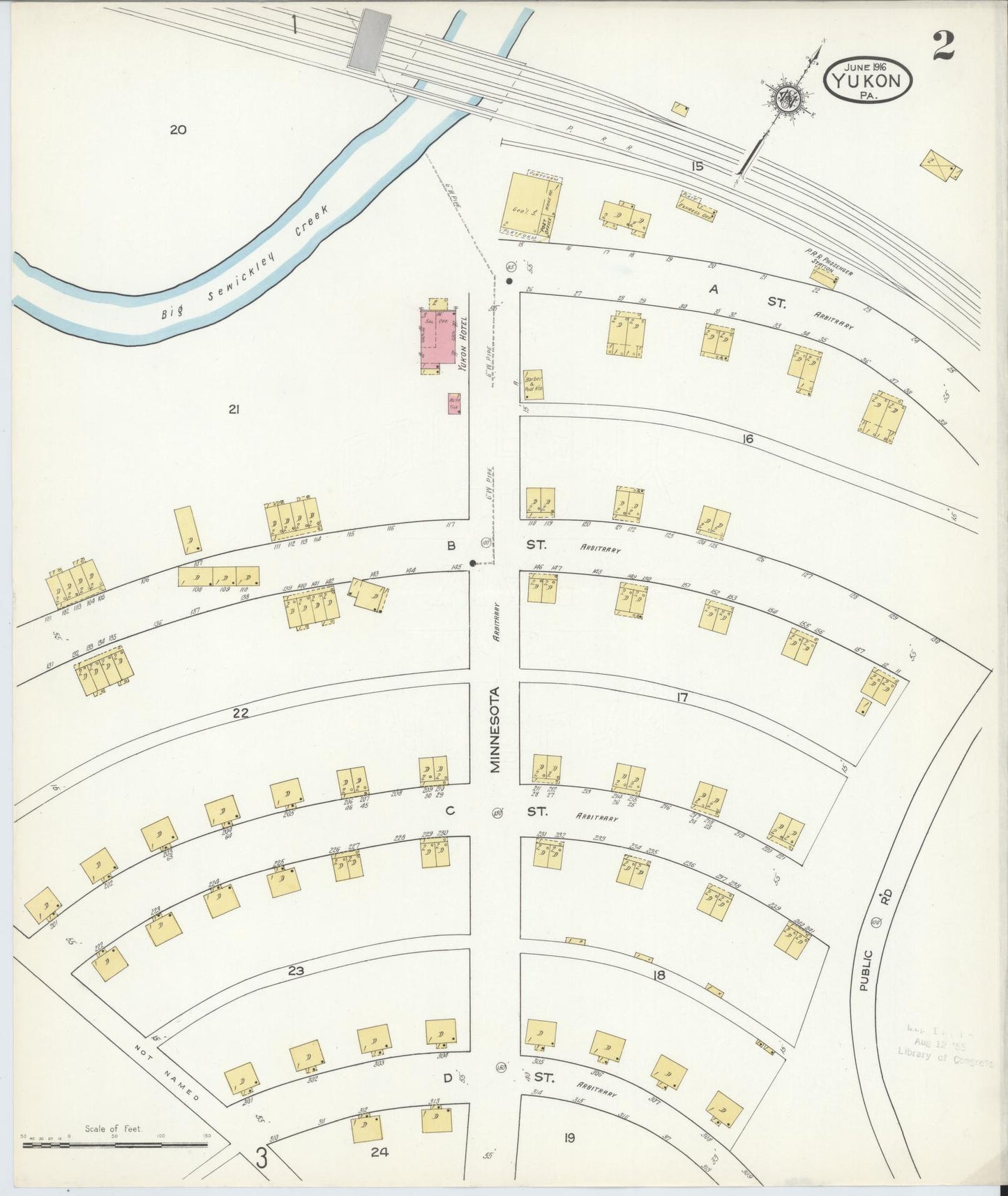 Sanborn Fire Insurance Map from Yukon, Westmoreland County, Pennsylvania (1916), Sheet #0002 - Complete Map Set gallery image, historic Sanborn map, vintage wall art, Pennsylvania Pennsylvania