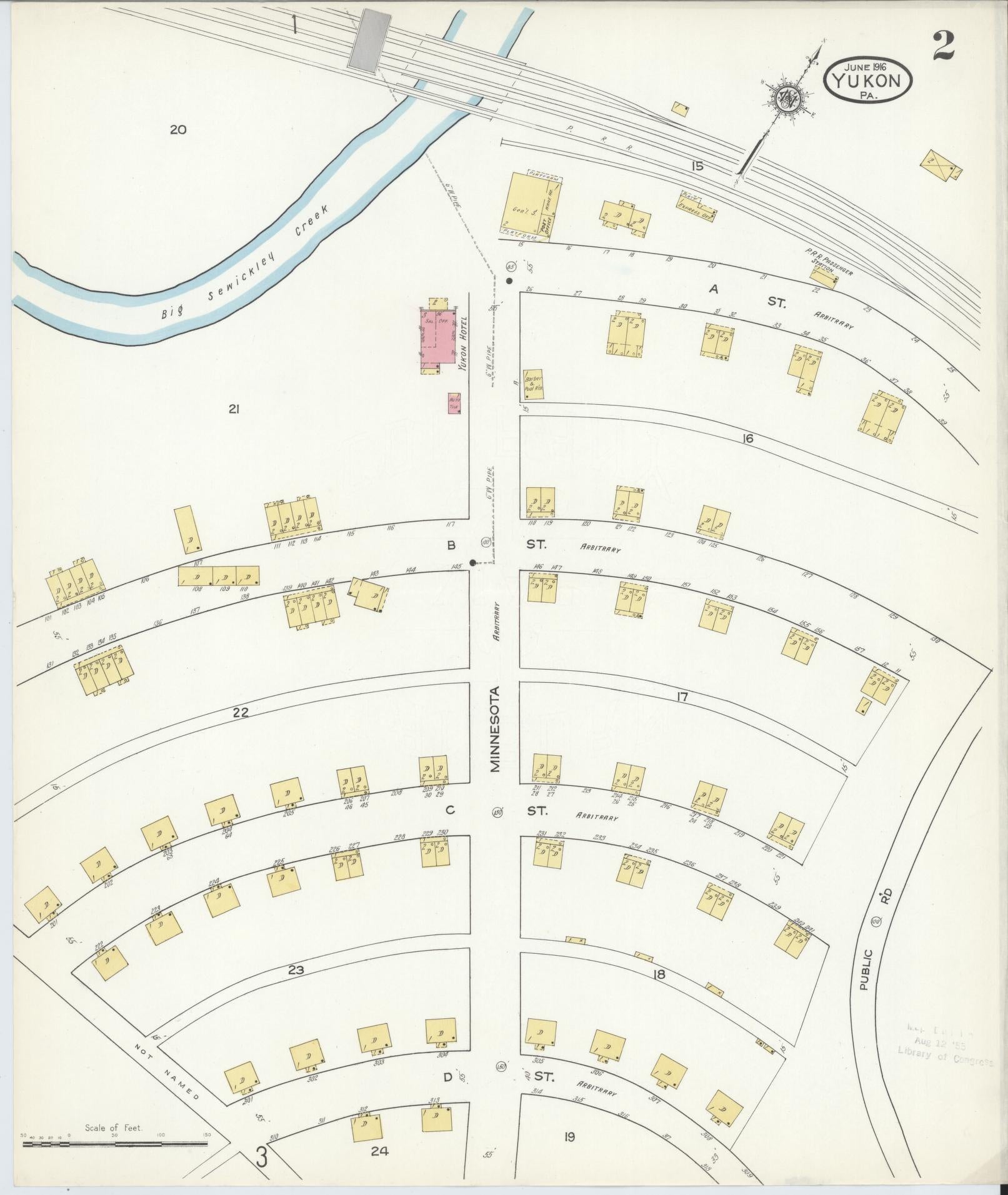 Sanborn Fire Insurance Map from Yukon, Westmoreland County, Pennsylvania (1916), Sheet #0002 - Complete Map Set gallery image, historic Sanborn map, vintage wall art, Pennsylvania Pennsylvania