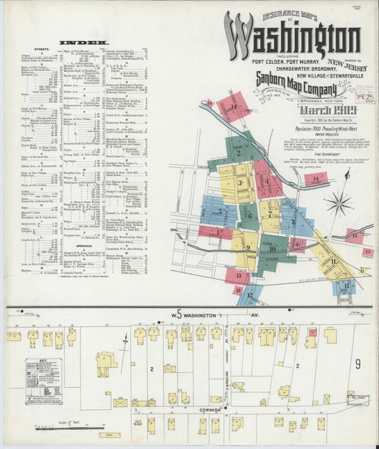 Sanborn Fire Insurance Map from Washington, Warren County, New Jersey. (1909) – Historic Sanborn Fire Insurance Map Print