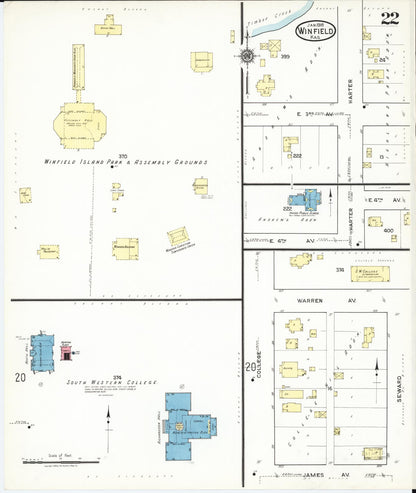 Sanborn Fire Insurance Map from Winfield, Cowley County, Kansas (1918), Sheet #0022 - Complete Map Set gallery image, historic Sanborn map, vintage wall art, Kansas Kansas