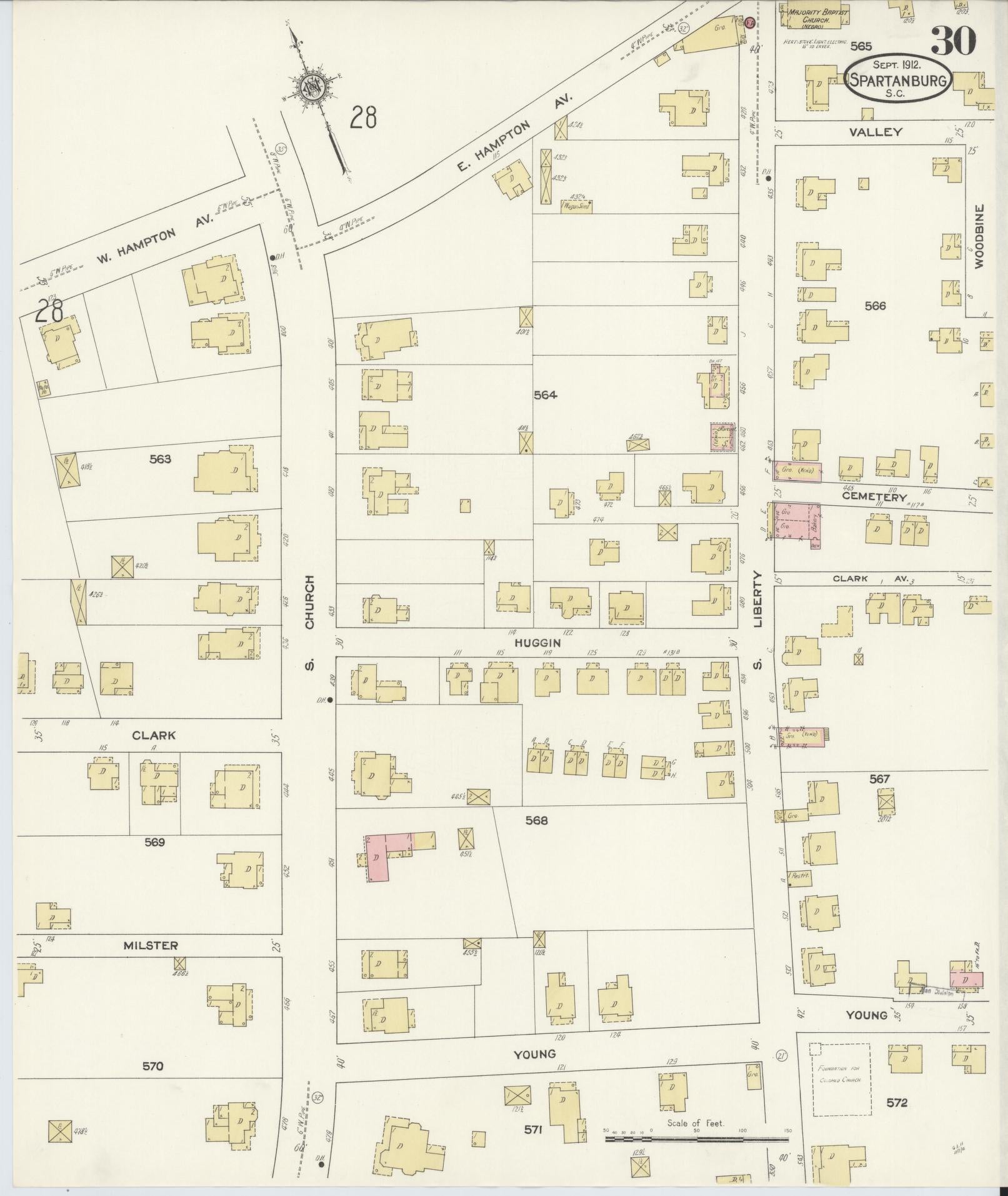 Sanborn Fire Insurance Map from Spartanburg, Spartanburg County, South Carolina (1912), Sheet #0030 - Historic Sanborn Fire Insurance Map Print, vintage old map wall art, antique decor, genealogy gift, South Carolina South Carolina map
