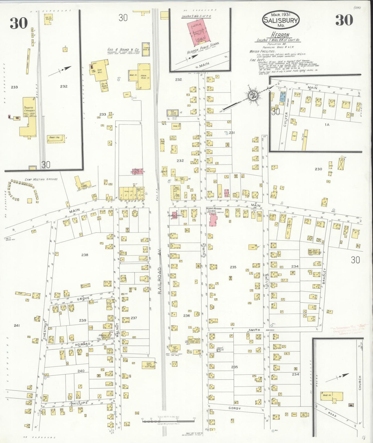 Sanborn Fire Insurance Map from Salisbury, Wicomico County, Maryland (1931), Sheet #0030 - Complete Map Set gallery image, historic Sanborn map, vintage wall art, Maryland Maryland