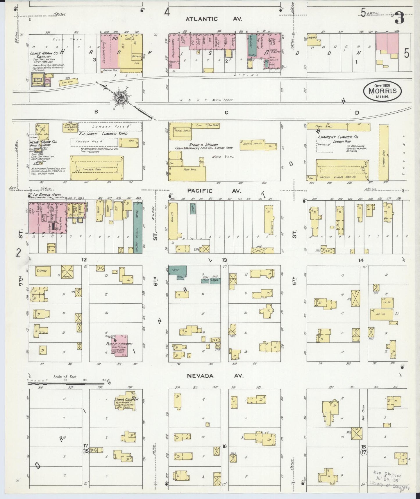 Sanborn Fire Insurance Map from Morris, Stevens County, Minnesota (1909), Sheet #0003 - Historic Sanborn Fire Insurance Map Print, vintage old map wall art, antique decor, genealogy gift, Minnesota Minnesota map