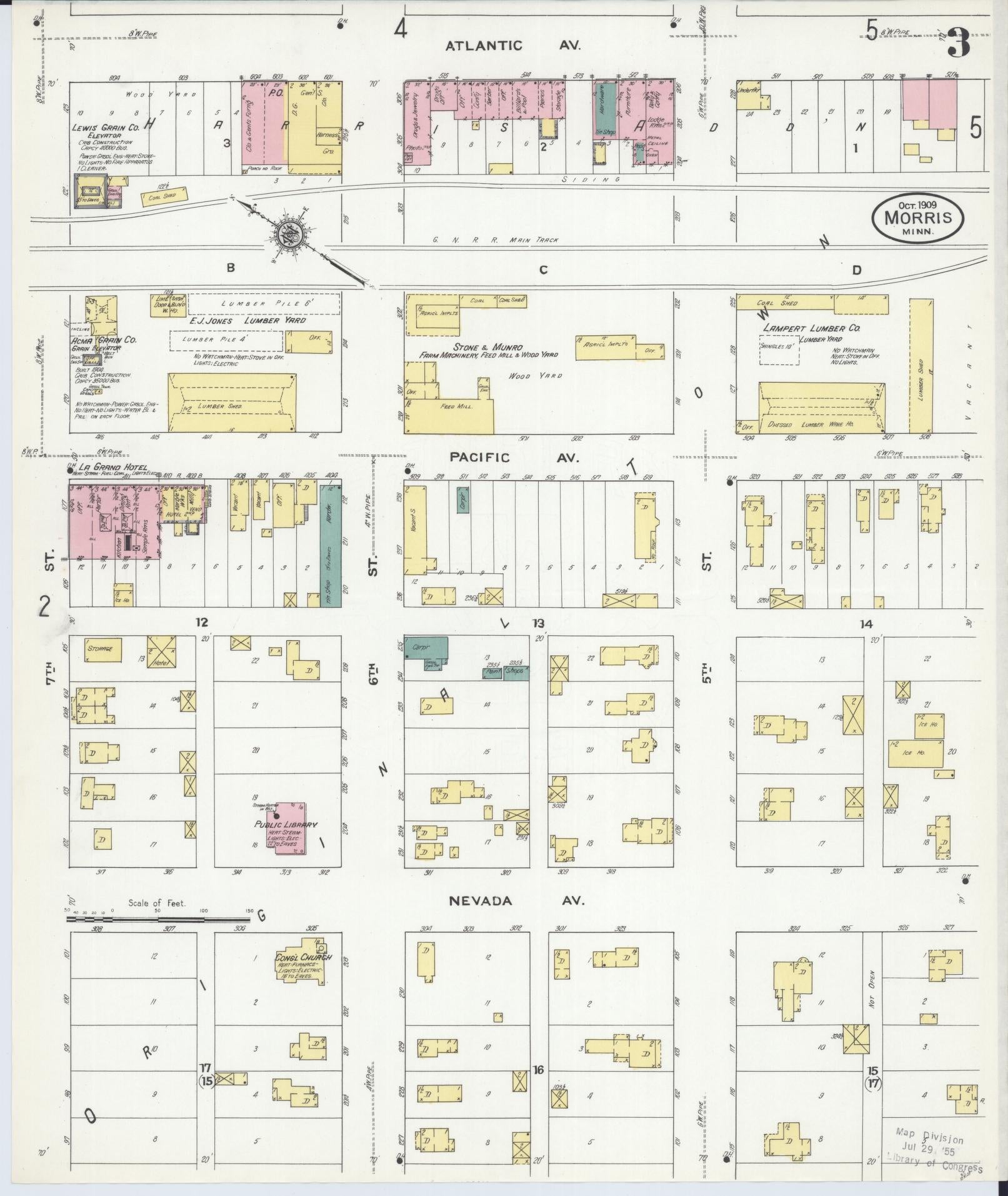 Sanborn Fire Insurance Map from Morris, Stevens County, Minnesota (1909), Sheet #0003 - Historic Sanborn Fire Insurance Map Print, vintage old map wall art, antique decor, genealogy gift, Minnesota Minnesota map