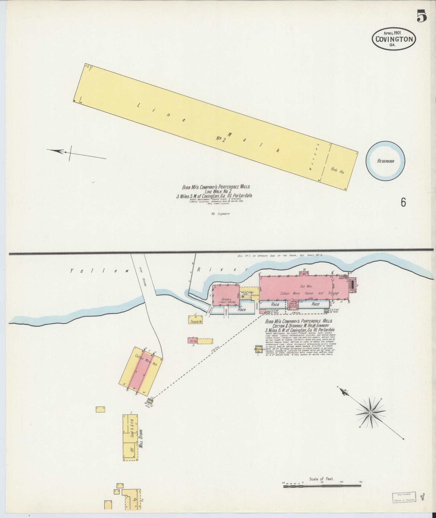 Sanborn Fire Insurance Map from Covington, Newton County, Georgia (1901), Sheet #0005 - Complete Map Set gallery image, historic Sanborn map, vintage wall art, Georgia Georgia