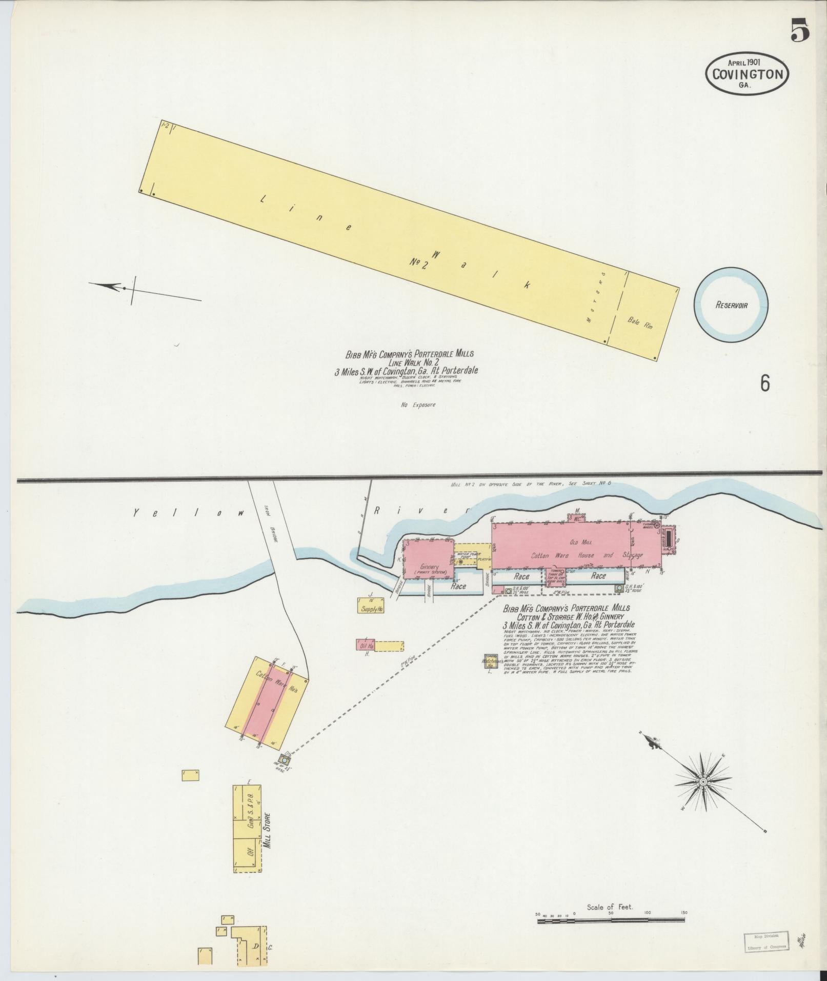 Sanborn Fire Insurance Map from Covington, Newton County, Georgia (1901), Sheet #0005 - Complete Map Set gallery image, historic Sanborn map, vintage wall art, Georgia Georgia