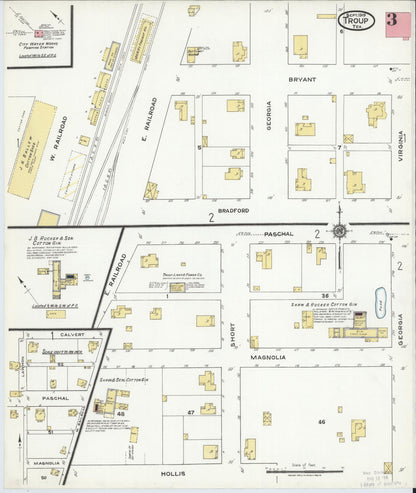 Sanborn Fire Insurance Map from Troup, Smith County, Texas (1919), Sheet #0003 - Complete Map Set gallery image, historic Sanborn map, vintage wall art, Texas Texas