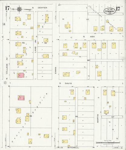 Sanborn Fire Insurance Map from Conway, Faulkner County, Arkansas (1926), Sheet #0017 - Complete Map Set gallery image, historic Sanborn map, vintage wall art, Arkansas Arkansas