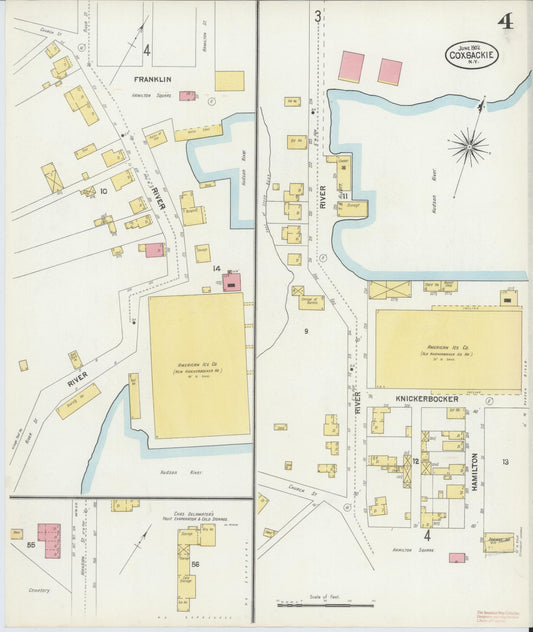 Sanborn Fire Insurance Map from Coxsackie, Greene County, New York (1902), Sheet #0004 - Historic Sanborn Fire Insurance Map Print, vintage old map wall art, antique decor, genealogy gift, New York New York map