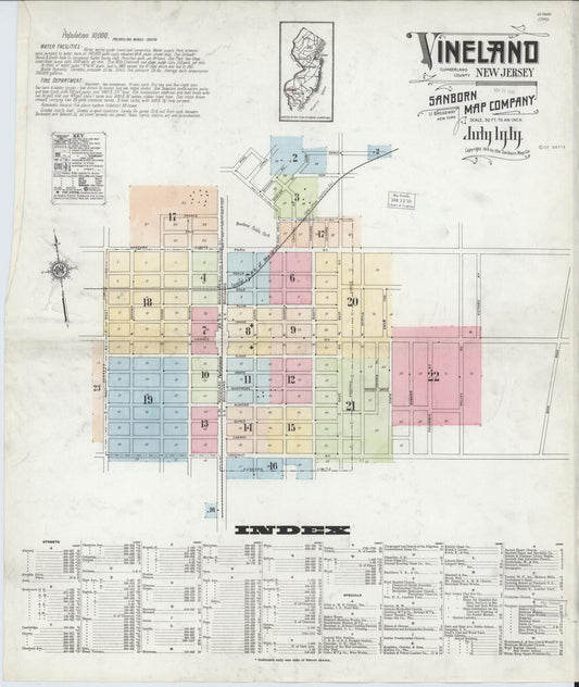 Sanborn Fire Insurance Map from Vineland, Cumberland County, New Jersey. (1919) – Historic Sanborn Fire Insurance Map Print