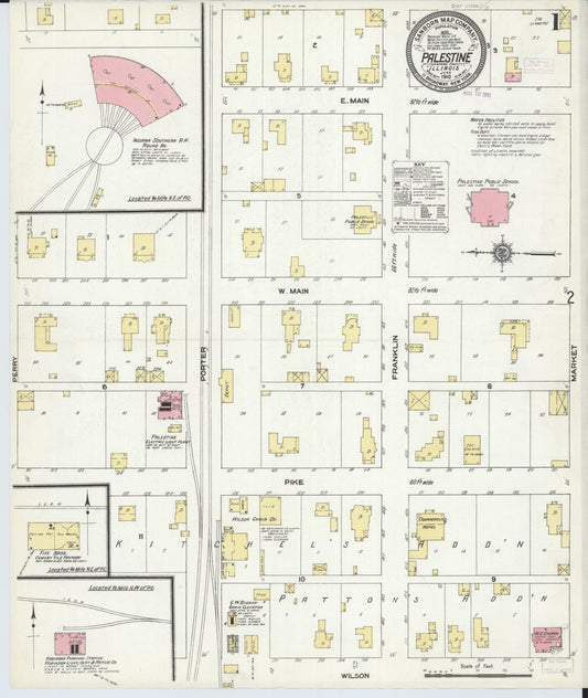 Sanborn Fire Insurance Map from Palestine, Crawford County, Illinois (1910), Sheet #0001 - Complete Map Set gallery image, historic Sanborn map, vintage wall art, Illinois Illinois