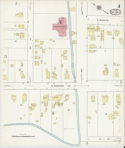 Sanborn Fire Insurance Map from Daytona, Volusia County, Florida (1912), Sheet #0004 - Complete Map Set gallery image, historic Sanborn map, vintage wall art, Florida Florida