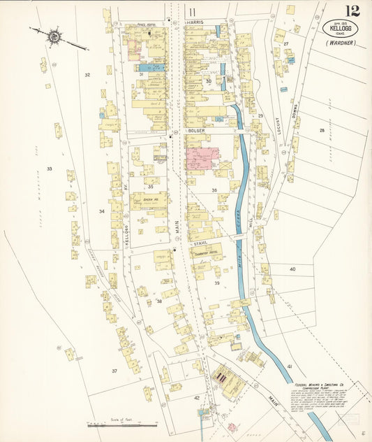 Sanborn Fire Insurance Map from Kellogg, Shoshone County, Idaho (1915), Sheet #0012 - Historic Sanborn Fire Insurance Map Print, vintage old map wall art, antique decor, genealogy gift, Idaho Idaho map
