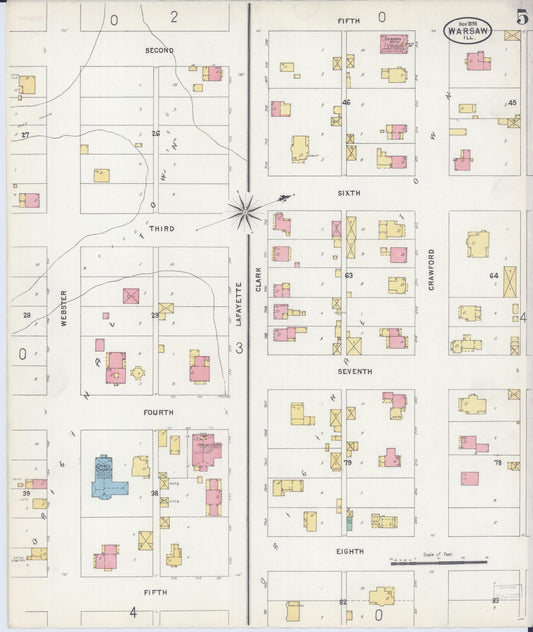Sanborn Fire Insurance Map from Warsaw, Hancock County, Illinois (1898), Sheet #0005 - Historic Sanborn Fire Insurance Map Print, vintage old map wall art, antique decor, genealogy gift, Illinois Illinois map