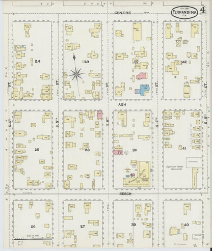 Sanborn Fire Insurance Map from Fernandina, Nassau County, Florida (1891), Sheet #0004 - Historic Sanborn Fire Insurance Map Print, vintage old map wall art, antique decor, genealogy gift, Florida Florida map