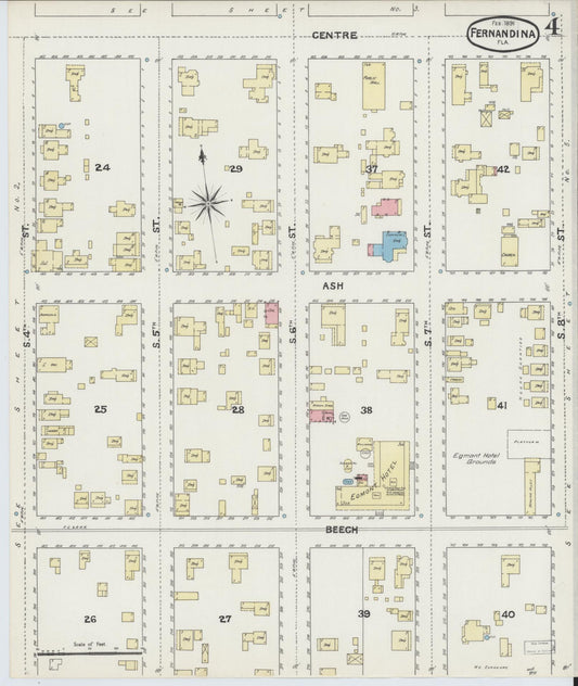 Sanborn Fire Insurance Map from Fernandina, Nassau County, Florida (1891), Sheet #0004 - Historic Sanborn Fire Insurance Map Print, vintage old map wall art, antique decor, genealogy gift, Florida Florida map